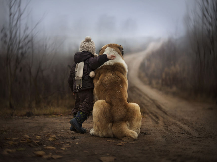 Fotógrafa tira fotos mágicas com seus dois filhos e animais